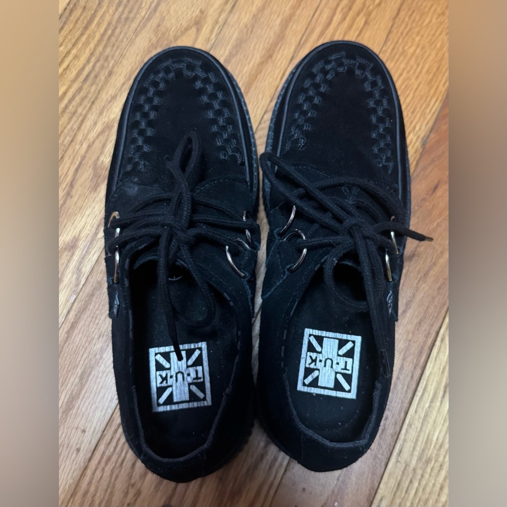 T.U.K Black Suede Lace-Up Creeper Platform